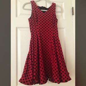 Red with Black Polka Dot Fit & Flare Dress